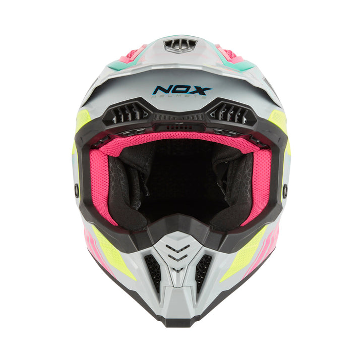NOX CASQUE CROSS N634 STORM GRIS NARDO ROSE Nox Helmet