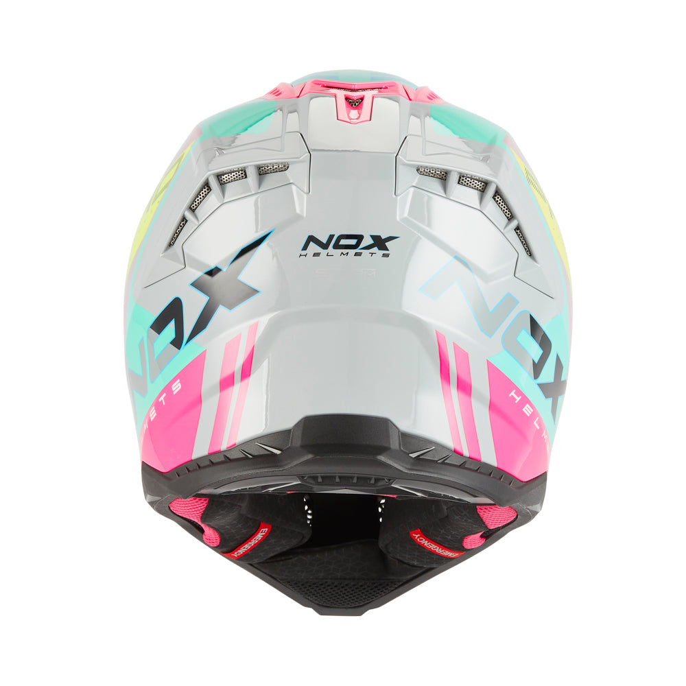 NOX CASQUE CROSS N634 STORM GRIS NARDO ROSE Nox Helmet