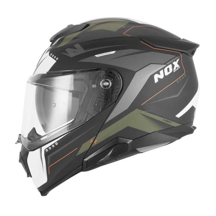 NOX CASQUE MODULABLE N967 CONQUER KAKI ORANGE Nox Helmet