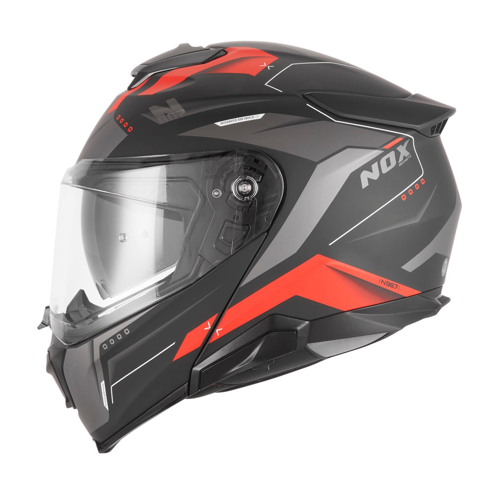 NOX CASQUE MODULABLE N967 CONQUER ROUGE NOIR Nox Helmet