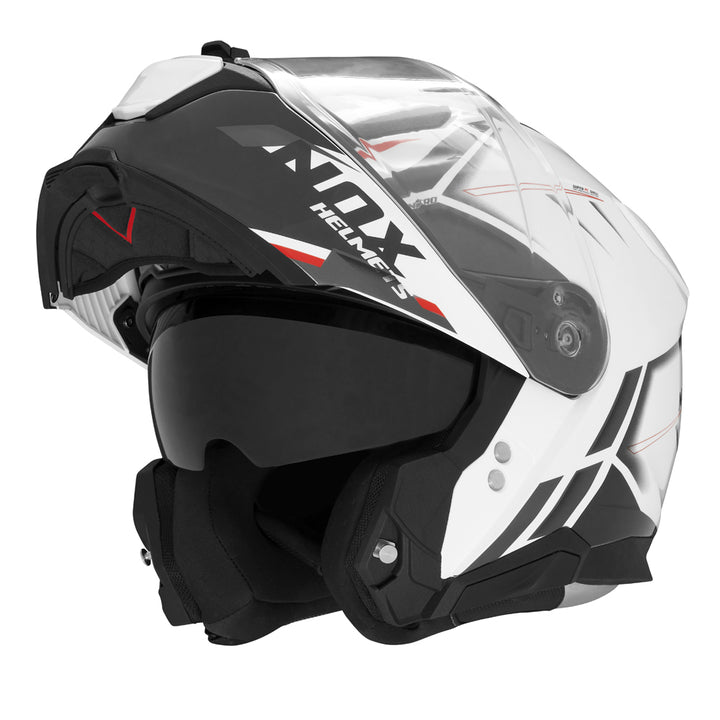 NOX CASQUE MODULABLE N967 SYNCHRO BLANC ROUGE Nox Helmet
