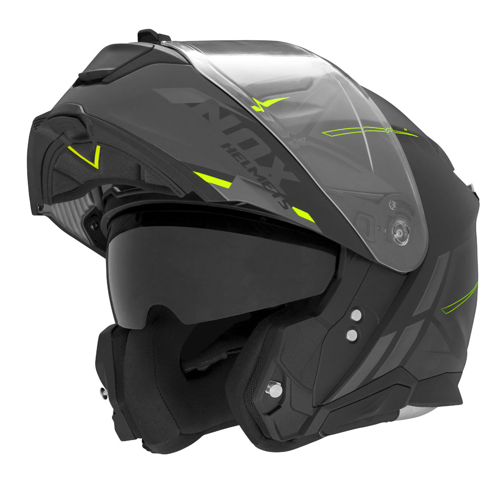 NOX CASQUE MODULABLE N967 SYNCHRO NOIR MAT JAUNE Nox Helmet