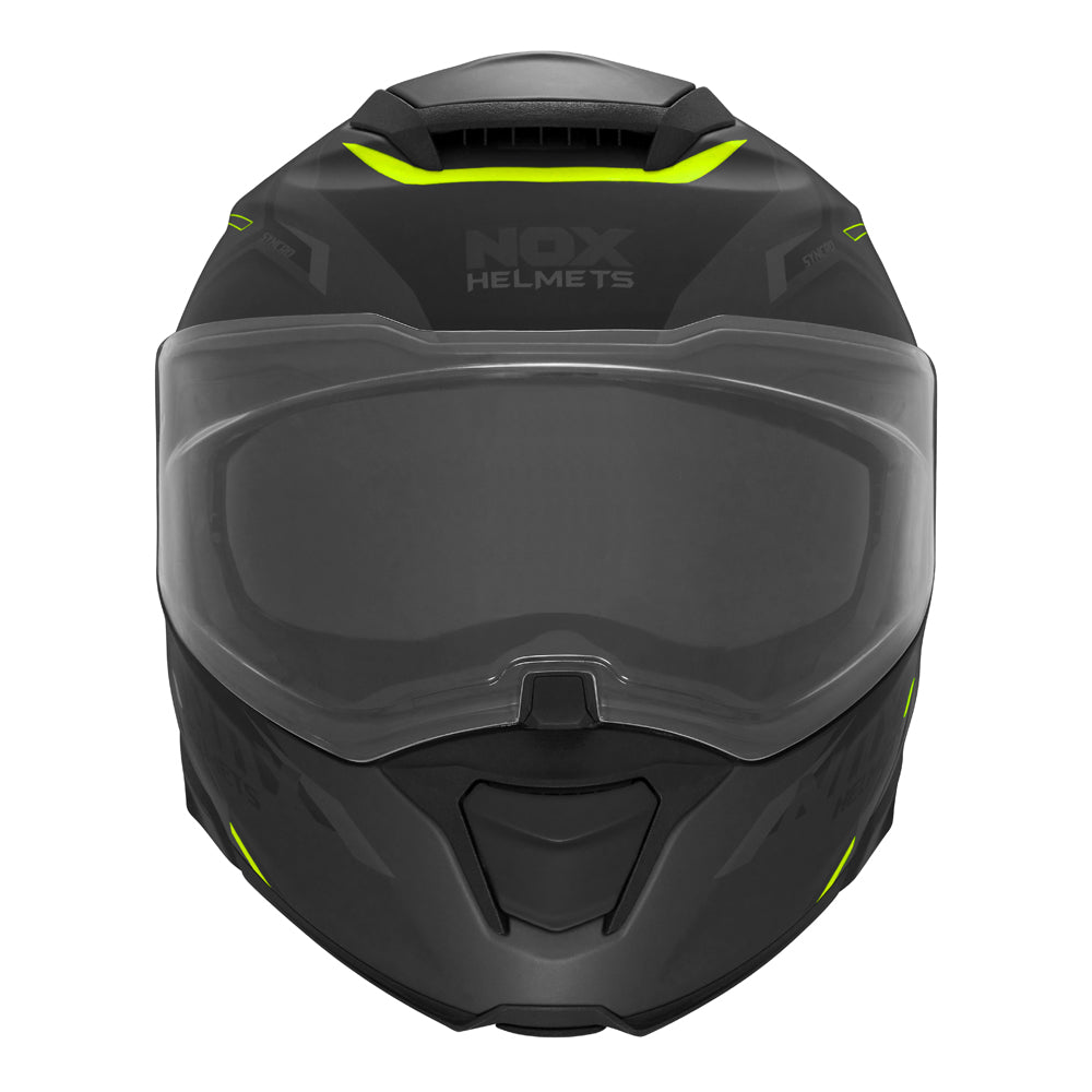 NOX CASQUE MODULABLE N967 SYNCHRO NOIR MAT JAUNE Nox Helmet
