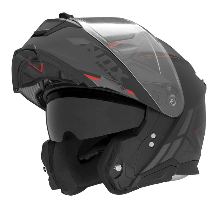 NOX CASQUE MODULABLE N967 SYNCHRO NOIR MAT ROUGE Nox Helmet