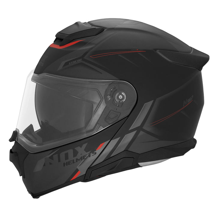 NOX CASQUE MODULABLE N967 SYNCHRO NOIR MAT ROUGE Nox Helmet