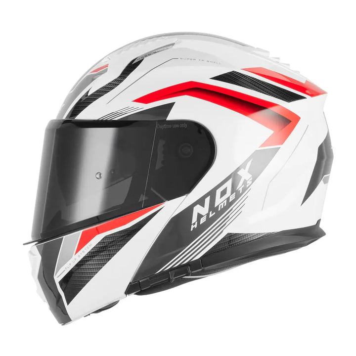 NOX CASQUE MODULABLE N968 SHIFT BLANC ROUGE Nox Helmet