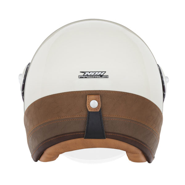 NOX PREMIUM CASQUE JET HERITAGE CREME CUIR MARRON Nox Helmet
