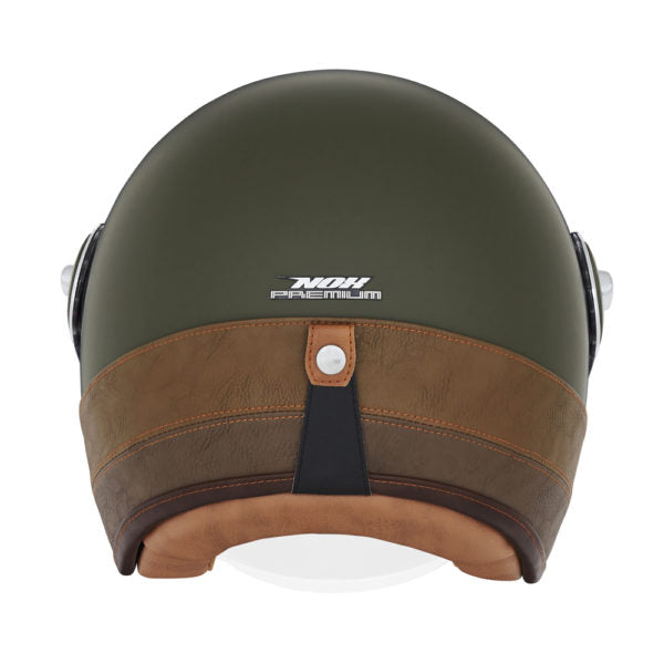 NOX PREMIUM CASQUE JET HERITAGE KAKI MAT CUIR MARRON Nox Helmet