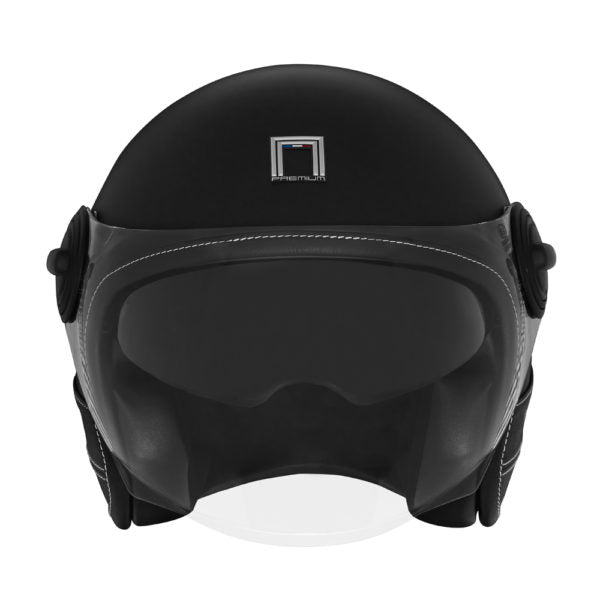 NOX PREMIUM CASQUE JET HERITAGE NOIR MAT CUIR NOIR Nox Helmet