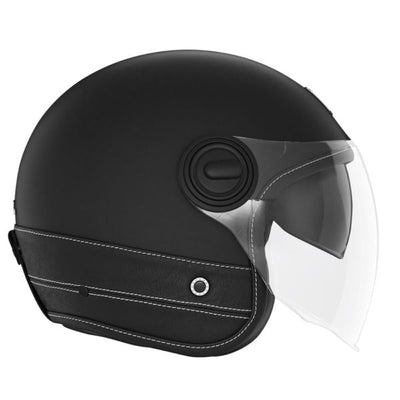 NOX PREMIUM CASQUE JET HERITAGE NOIR MAT CUIR NOIR Nox Helmet