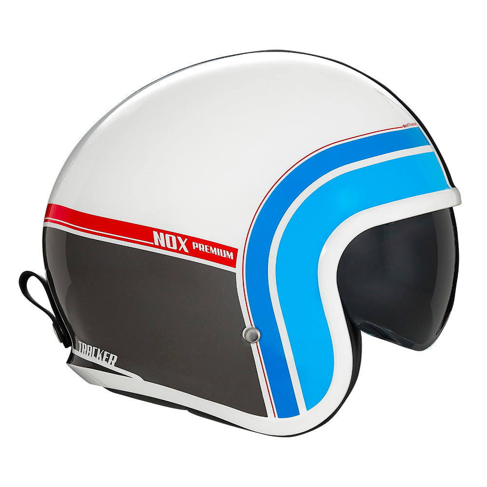 NOX PREMIUM CASQUE JET NEXT TRAKER  BLANC BLEU ROUGE Nox Helmet
