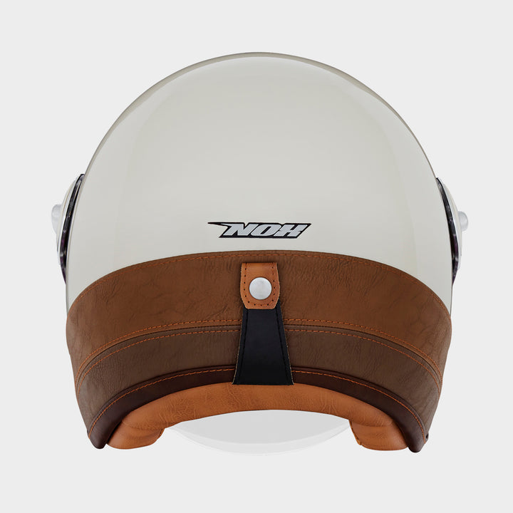 NOX PREMIUM CASQUE JET HERITAGE CREME CUIR MARRON Nox Helmet
