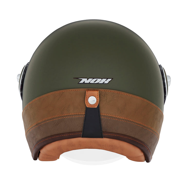 NOX PREMIUM CASQUE JET HERITAGE KAKI MAT CUIR MARRON Nox Helmet