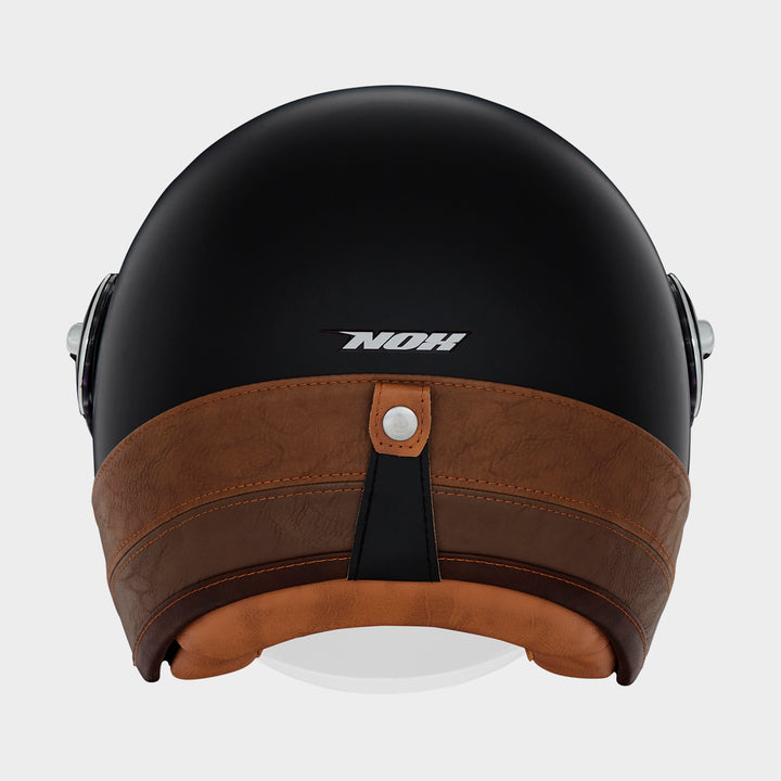 NOX PREMIUM CASQUE JET HERITAGE NOIR MAT CUIR MARRON Nox Helmet