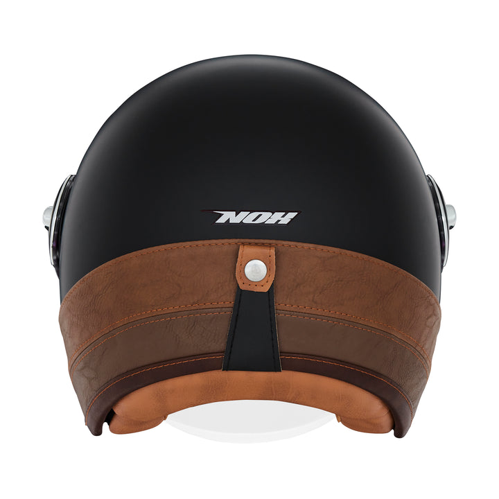 NOX PREMIUM CASQUE JET HERITAGE NOIR MAT CUIR MARRON Nox Helmet