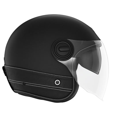 NOX PREMIUM CASQUE JET HERITAGE NOIR MAT CUIR NOIR Nox Helmet