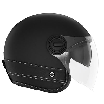 NOX PREMIUM CASQUE JET HERITAGE NOIR MAT CUIR NOIR Nox Helmet