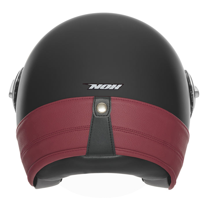 NOX PREMIUM CASQUE JET HERITAGE NOIR MAT CUIR ROUGE Nox Helmet