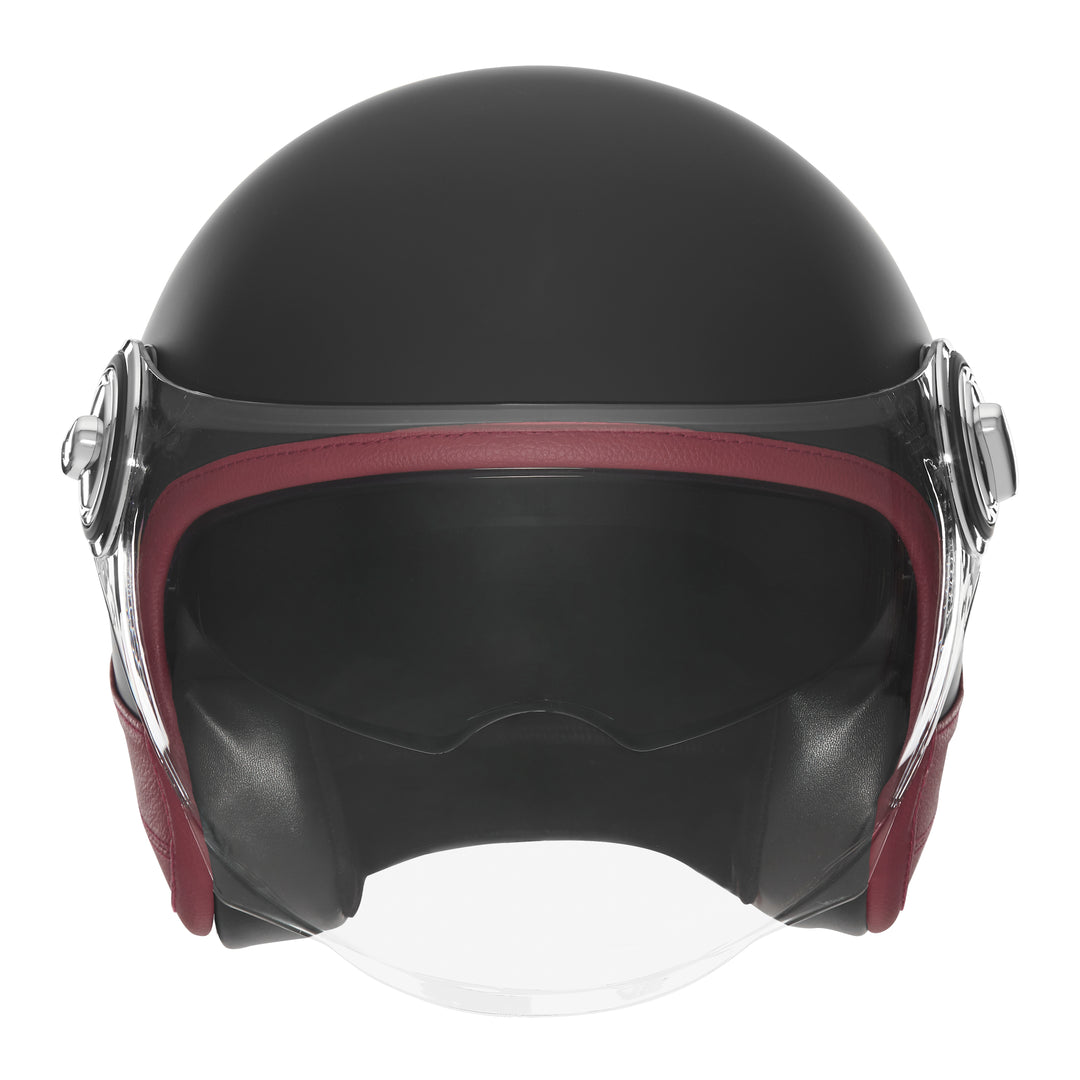 NOX PREMIUM CASQUE JET HERITAGE NOIR MAT CUIR ROUGE Nox Helmet