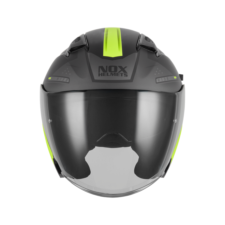 NOX CASQUE JET N130 EKTO NOIR MAT JAUNE Nox Helmet