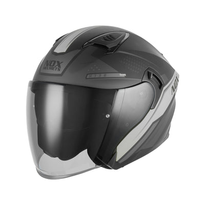 CASQUE JET N130 EKTO NOIR MAT ARGENT Nox Helmet