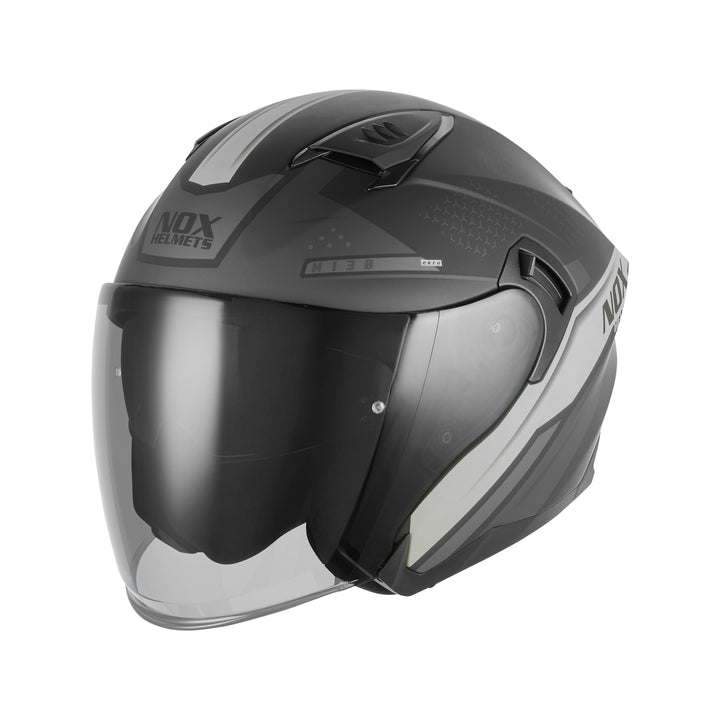 CASQUE JET N130 EKTO NOIR MAT ARGENT Nox Helmet
