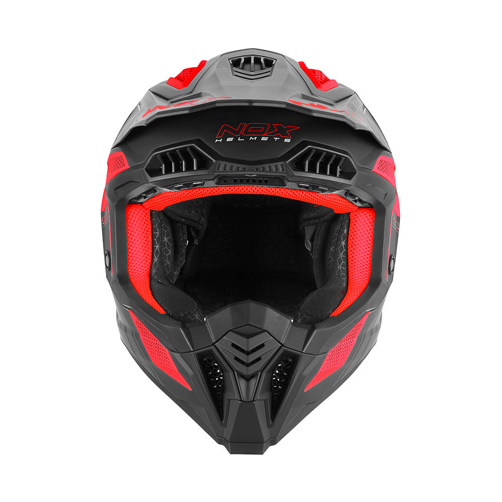 NOX CASQUE CROSS N634 STORM NOIR MAT ROUGE Nox Helmet