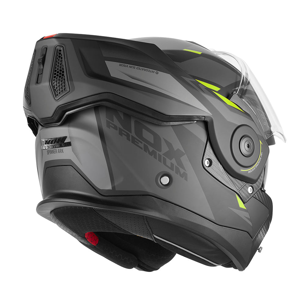 NOX PREMIUM CASQUE MODULABLE SPINNER ARK NOIR MAT JAUNE Nox Helmet