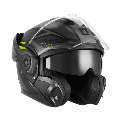 NOX PREMIUM CASQUE MODULABLE SPINNER ARK NOIR MAT JAUNE Nox Helmet