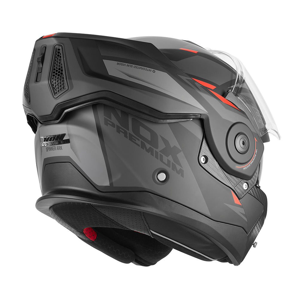 NOX PREMIUM CASQUE MODULABLE SPINNER ARK NOIR MAT ROUGE Nox Helmet