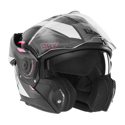 NOX PREMIUM CASQUE MODULABLE SPINNER ARK BLANC ROSE NOIR Nox Helmet