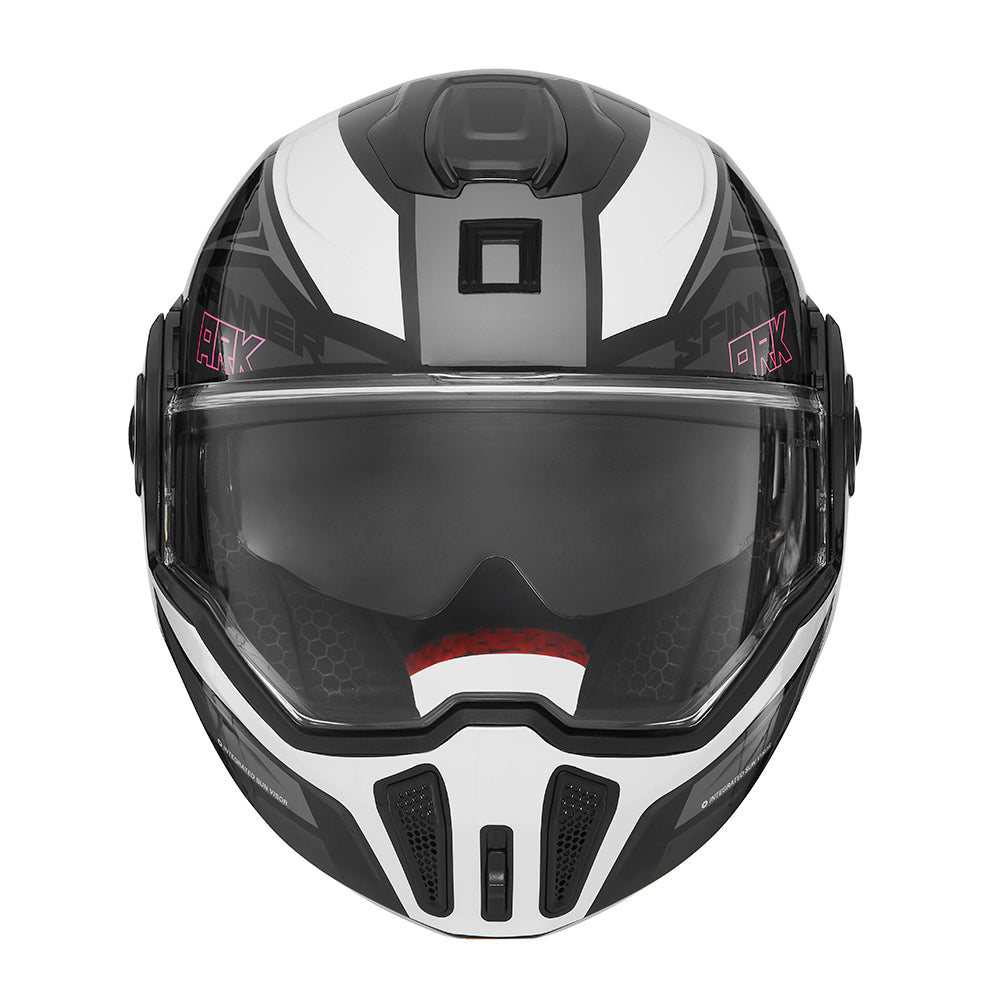 NOX PREMIUM CASQUE MODULABLE SPINNER ARK BLANC ROUGE NOIR Nox Helmet