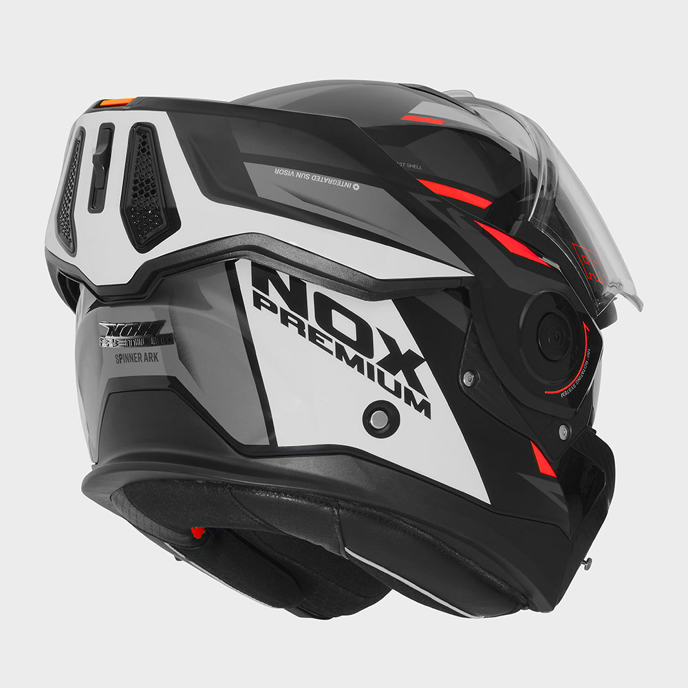 NOX PREMIUM CASQUE MODULABLE SPINNER ARK BLANC ROUGE NOIR Nox Helmet