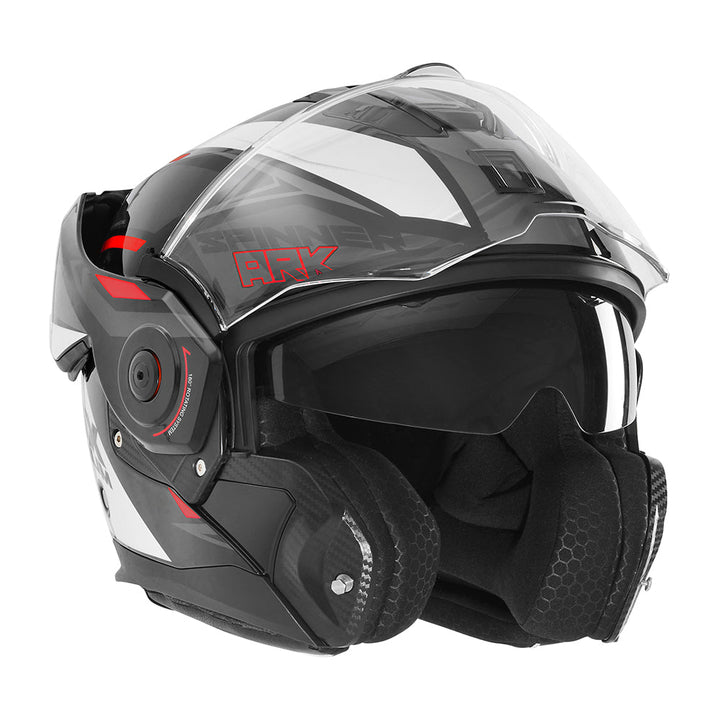 NOX PREMIUM CASQUE MODULABLE SPINNER ARK BLANC ROUGE NOIR Nox Helmet