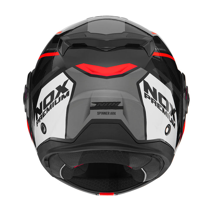 NOX PREMIUM CASQUE MODULABLE SPINNER ARK BLANC ROUGE NOIR Nox Helmet