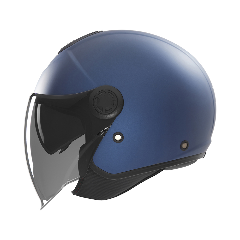 Casque de moto Nox jet N 182 bleu mat