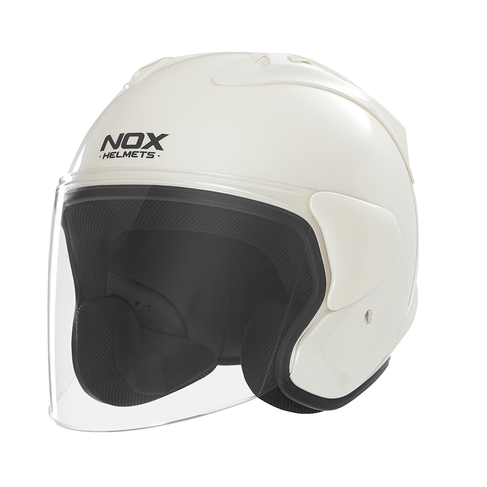 Casque de moto Nox jet N 220-S blanc perle