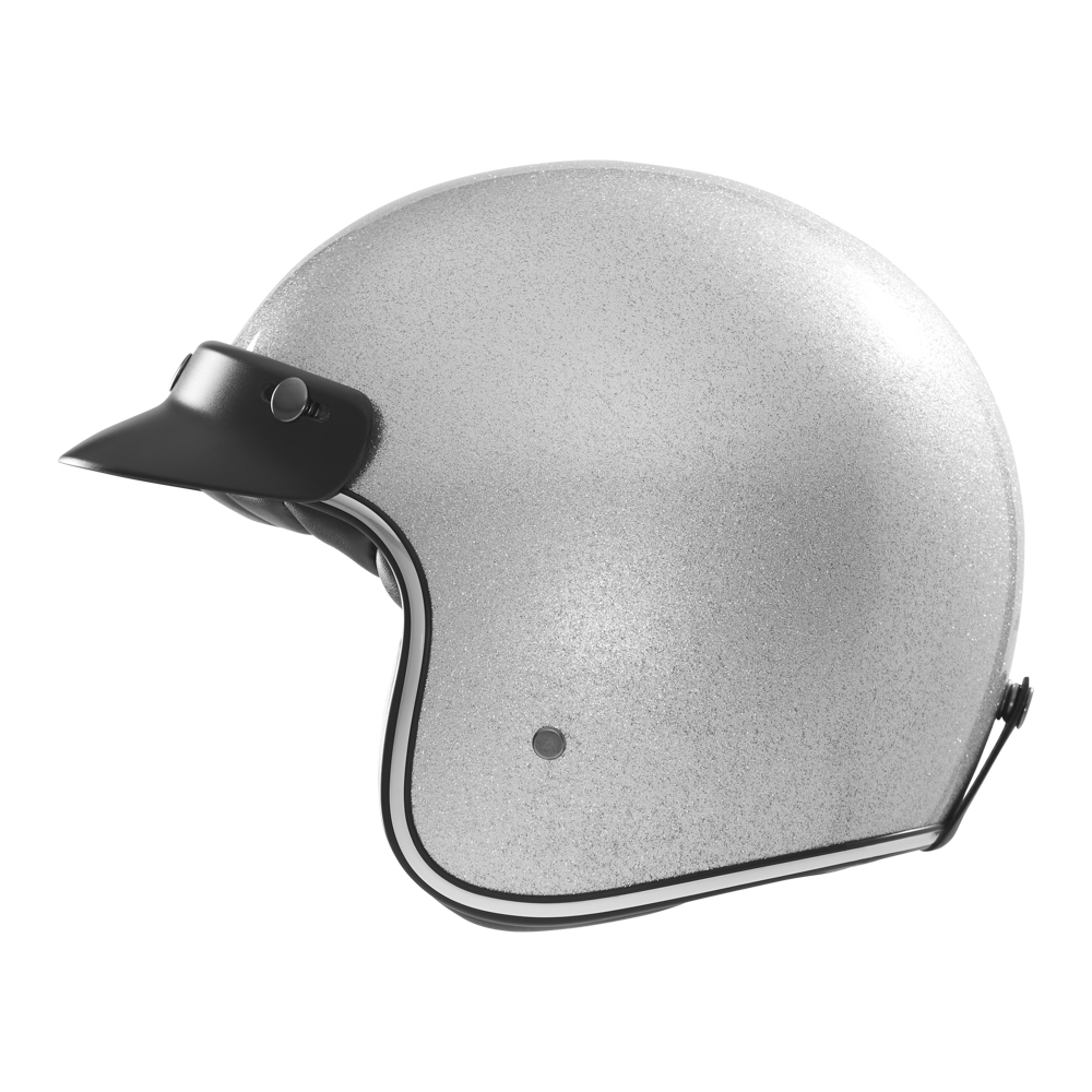 Casque de moto Nox jet N 243 argent pailleté