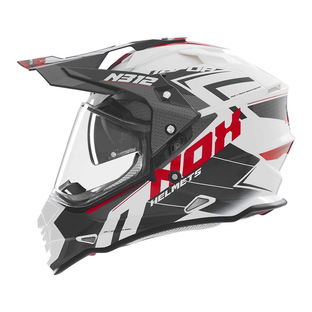 casque Trail adventure nox N312 blanc et rouge