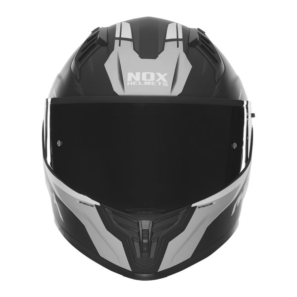 Casque de moto Nox intégral N 401 CROWER noir mat et argent