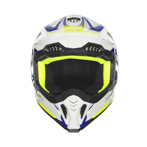 casque tout terrain nox N634 gradiant blanc, bleu et jaune