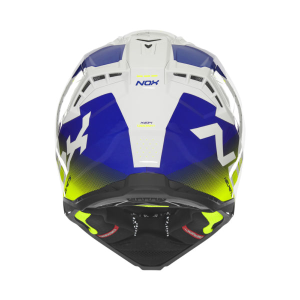 casque tout terrain nox N634 gradiant blanc, bleu et jaune