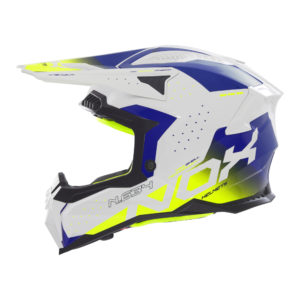 casque tout terrain nox N634 gradiant blanc, bleu et jaune