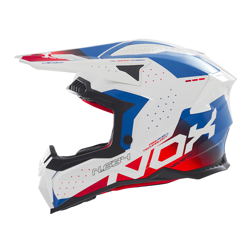 casque tout terrain nox N634 gradiant blanc, bleu et rouge