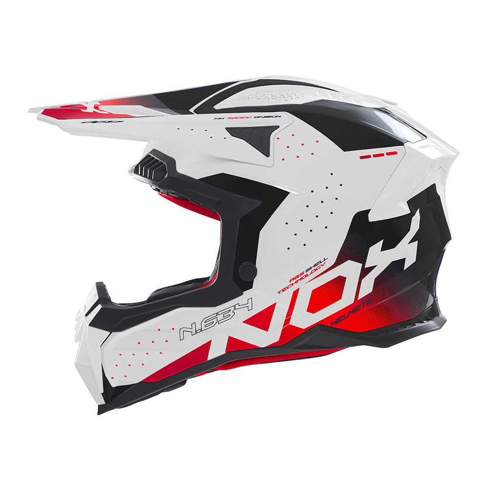 casque tout terrain nox N634 gradiant blanc et rouge