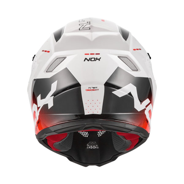 casque cross nox N761 gradiant blanc et rouge