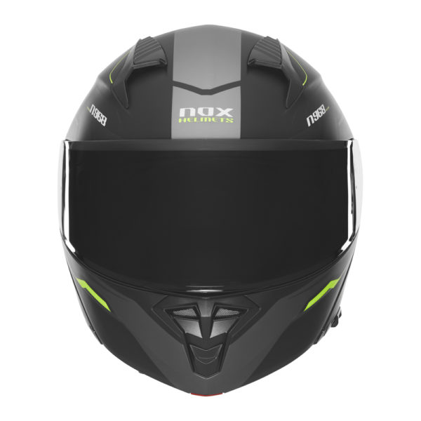 Casque de moto Nox modulable N 968 ULTRA noir mat et jaune fluo