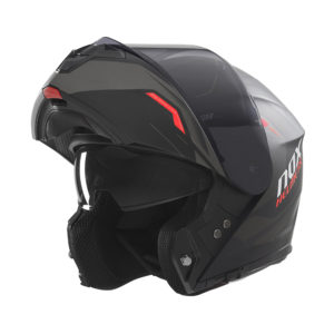 Casque de moto Nox modulable N 968 ULTRA noir mat et rouge