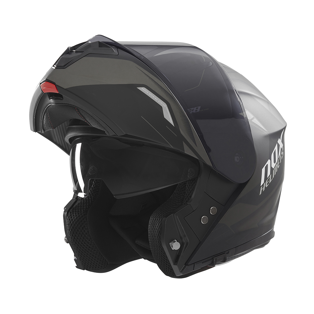 Casque de moto Nox modulable N 968 ULTRA noir mat et titanium